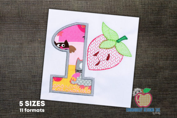 1st Birthday Strawberry Applique