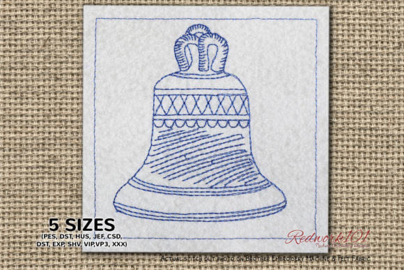Christmas Hand Bell Redwork