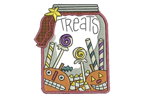 Halloween Treats Jar Embroidery Design