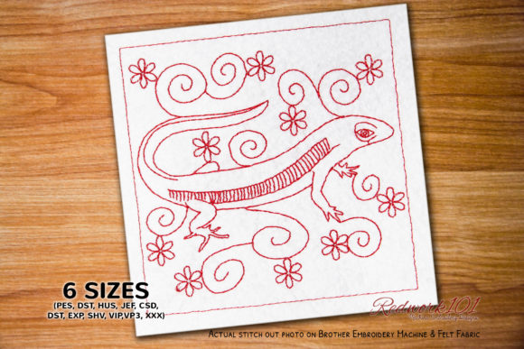 Lizard Redwork: A Charming Embroidery Design for Meaningful Gifts