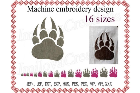 Paw with Claws Embroidery Design